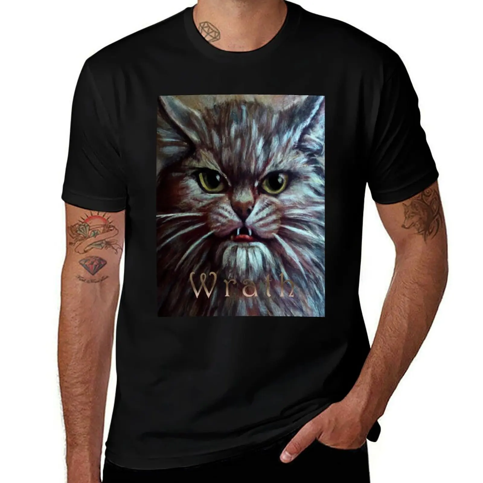

Футболка Wrath as a Cat, роскошные мужские хлопковые футболки с рисунком, одежда в стиле хиппи, одежда для мужчин