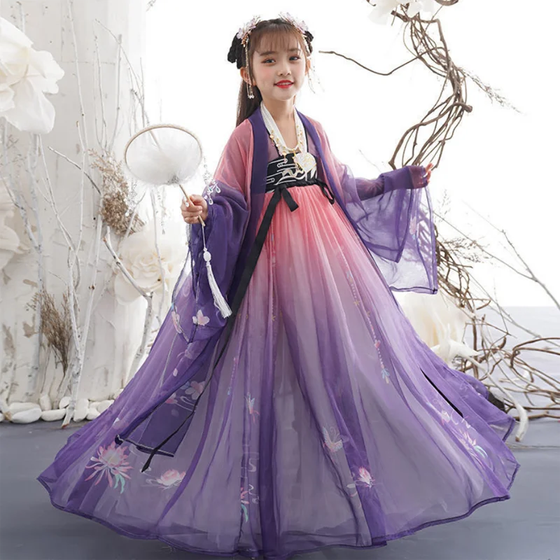 New Retro Chinese Hanfu Children\'s Girls\' Dress Imitation Tang Dynasty Girls\' Dress