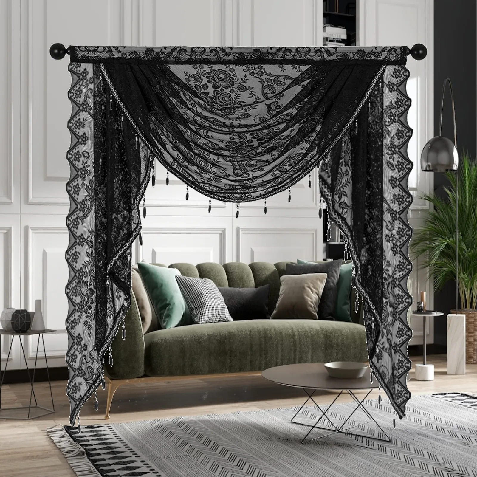 Waterfall Window Valance Soft Vintage Design for Basement Curtains Bathroom