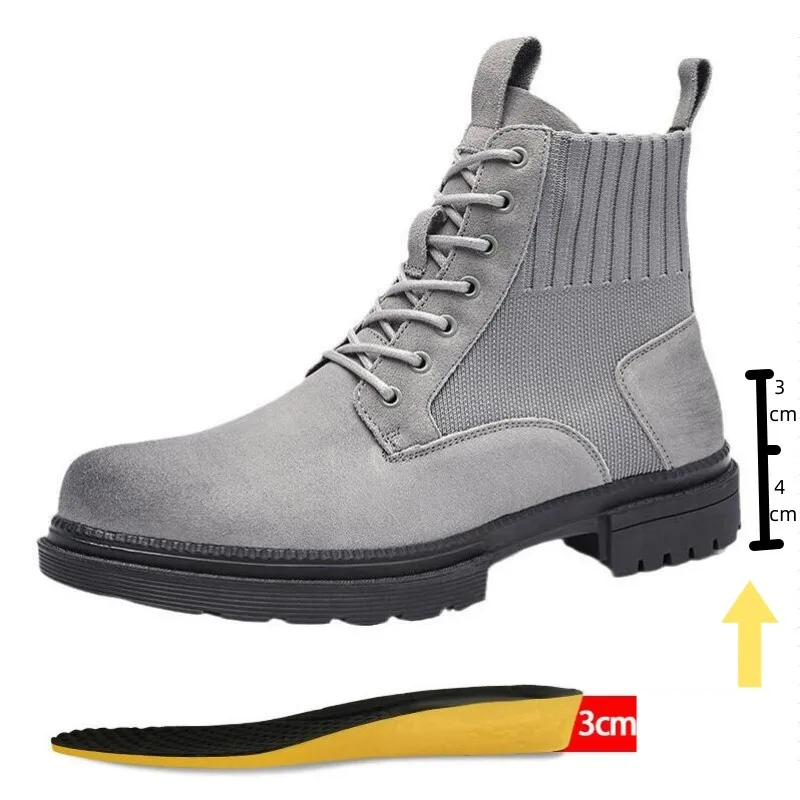 Ankle Boots Elevator Height Increase Shoes for Men Insole 7CM Adjustable Shoe Lifts