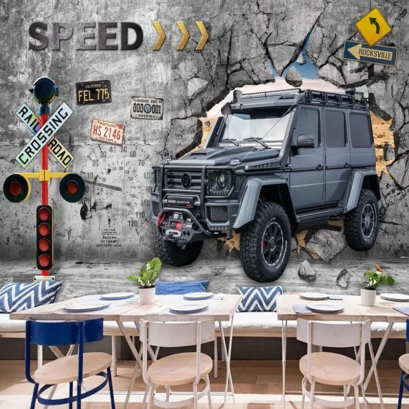 

Custom 3D Wallpaper European Style Retro Car Wall Painting Bar Coffee Shop Restaurant Background Home Decor Photo Wallpapers