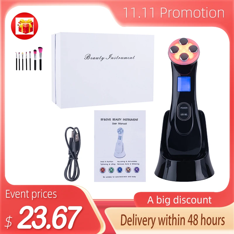 

EMS Mesotherapy Electroporation Radio Frequency LED Photon Skin Care Neck Face Lifting Tighten Wrinkle Removal Beauty Machine