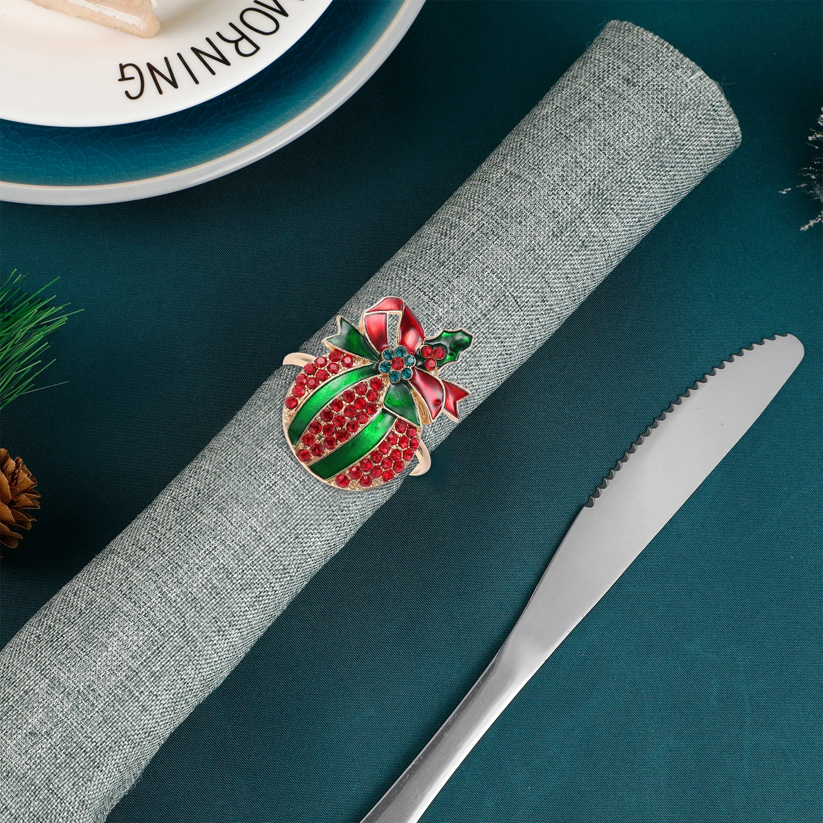 

6 Pcs Napkin Ring Elegant Adornment Christmas Buckle Festival Decorative Table Accessories Sturdy Holiday Blessings