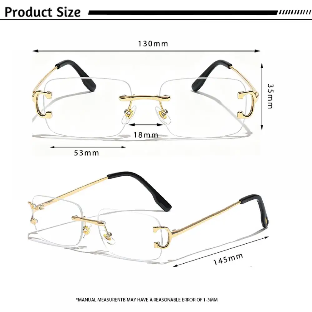 CATERSIDE Neue Modische Herren- und Damen-Blaulichtfilter-Brille Hochwertige Metall-Quadratische Rahmenlose Photochrome Brille – Detail 3