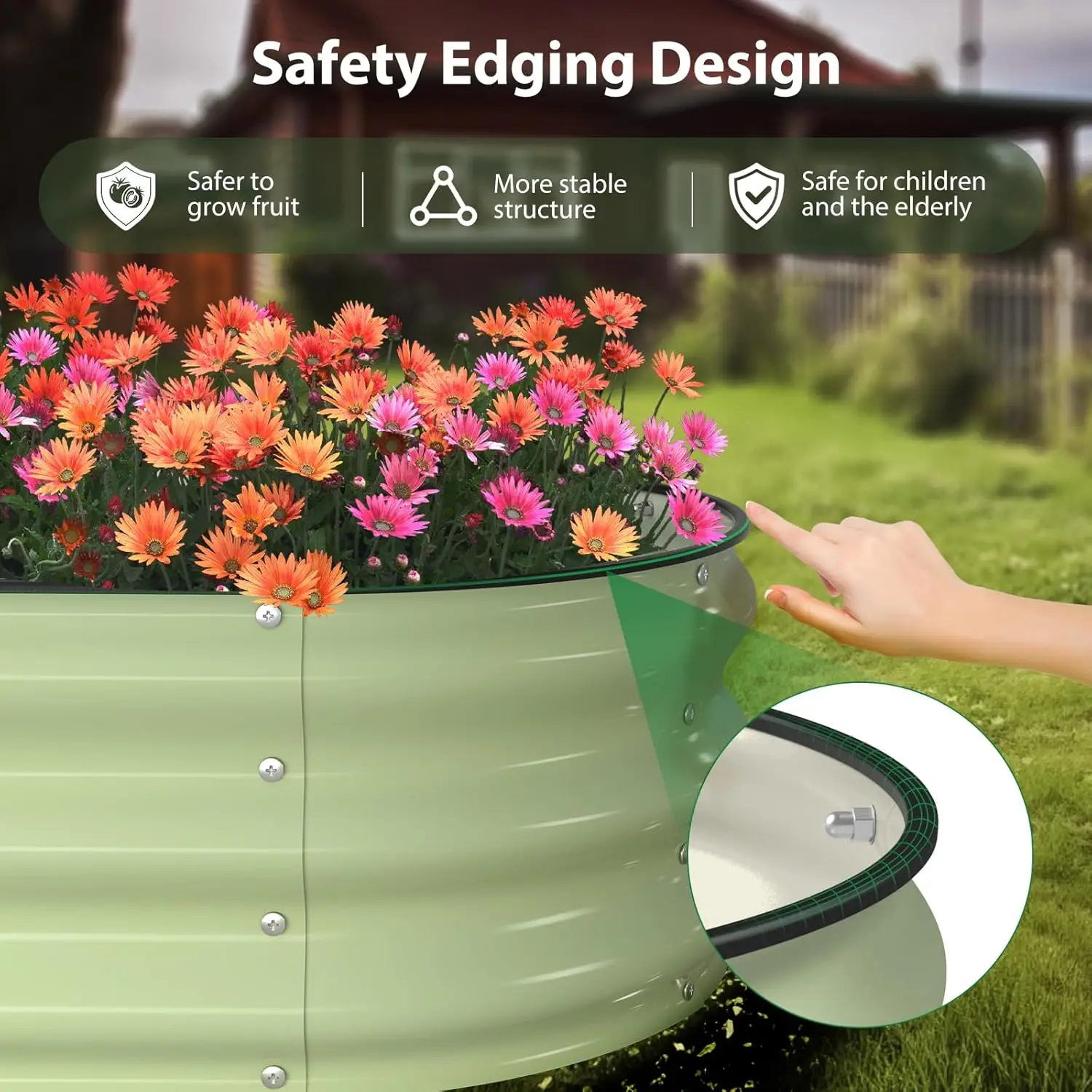 

Raised Garden Bed Kit, 4x2x1 ft Galvanized Planter Box Outdoor with Safety Edging, Large Metal Raised Beds for Gardening