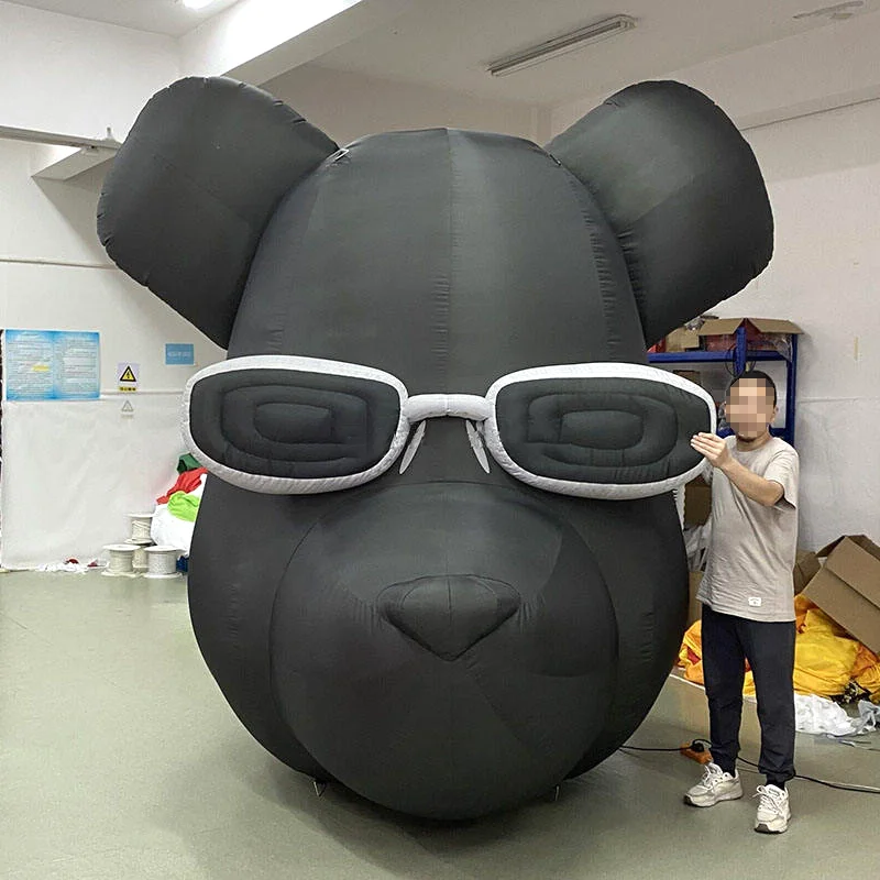 Cartoon Black Dog Head Inflatable Model Outdoor Commercial Advertising Scene Decoration Prop
