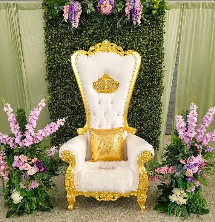 European Solid Wood High Back Chair Wedding Wedding Chair Banquet Mermaid  Hotel Clubhouse Decoration Crown Chair
