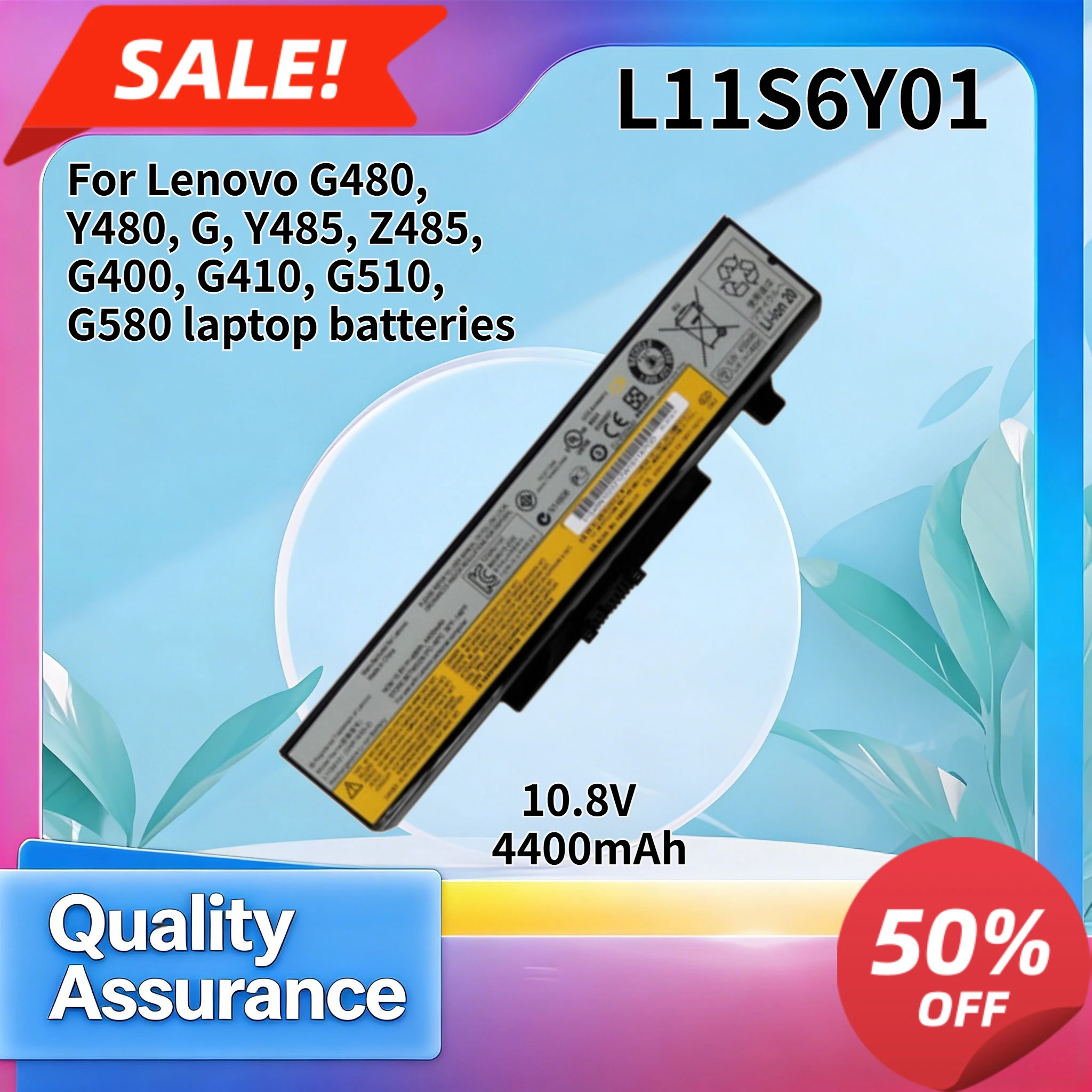 Batería de Repuesto de Alta Calidad de 4400mAh para Portátiles Lenovo G480 Y480 Y485 Z485 G400 G410 G510 G580