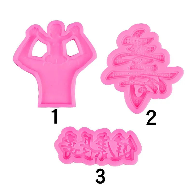 Blessing Shape Healthy Longevity Chocolate Cake Inserting Card Liquid Silicone Mold Baking Decoration Accessories Resin Moulds