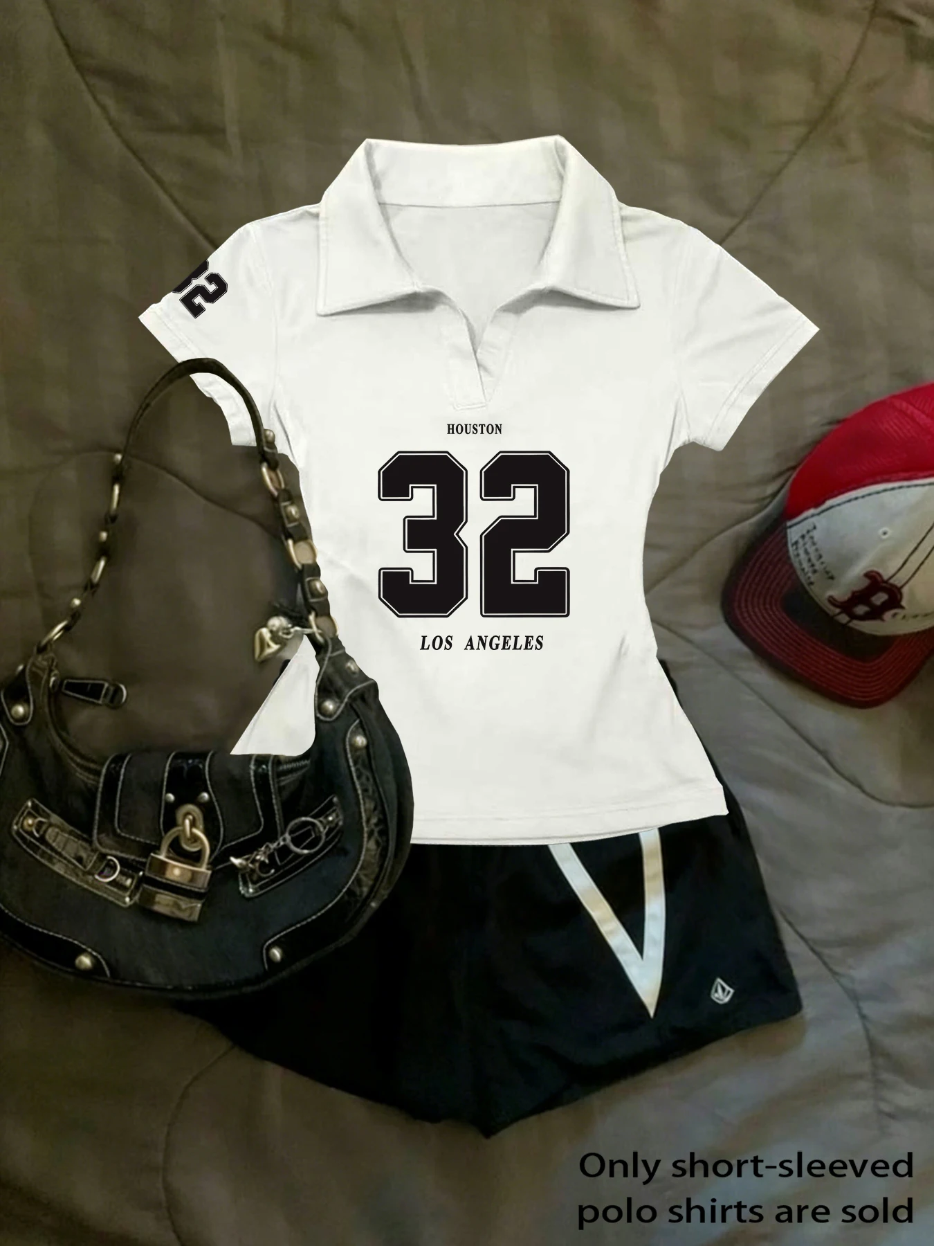 Fashionable women's Polo shirt small V-neck with tie print, new style, suitable for casual wear and summer outfits