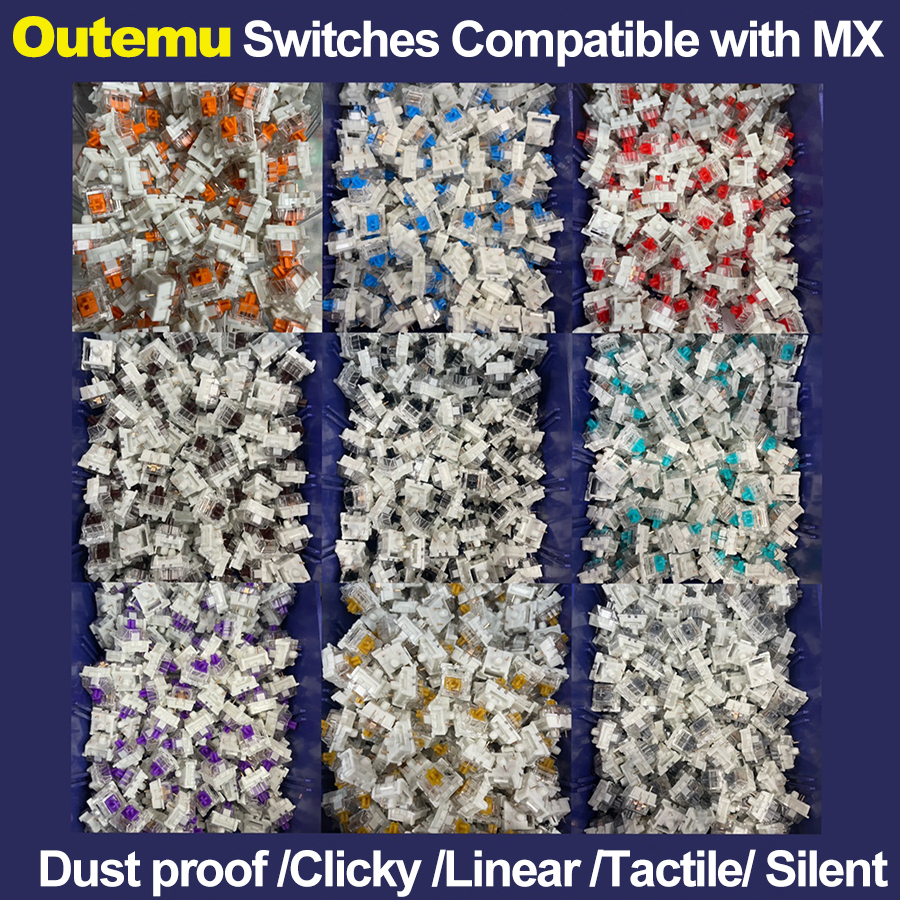 Outemu Switches Mechanical Keyboard Black Blue Brown Red Key Switch for CIY Sockets SMD 3Pin Thin Pins Compatible with MX Switch