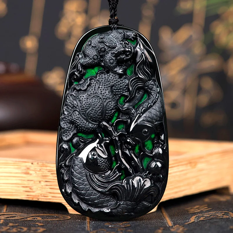 

Natural Jade Black Pendant for Couples Charm Jewelry Fashion Accessories for Men Women