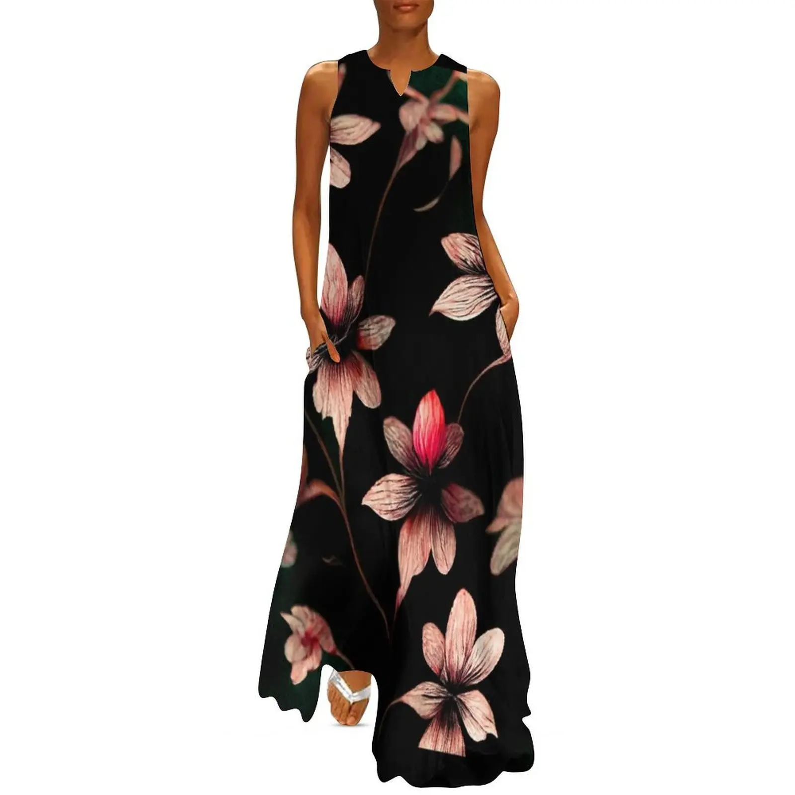 

Flowers Long Dress Elegant gown Dress woman party dresses women dresses korean style