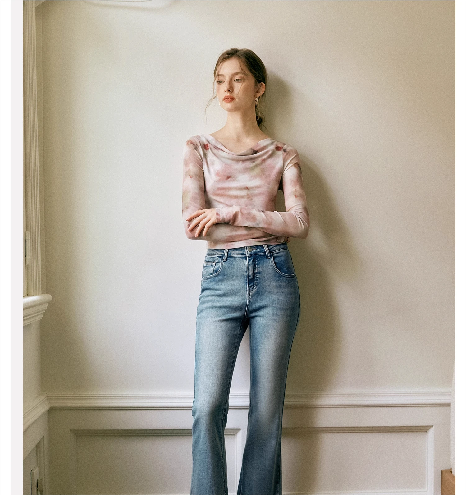 OLrain Streetwear Jeans Women 2025 Spring Summer Slim Cotton High-waist Flare Washed Denim Basic Y2k Long Trousers N56QA93322