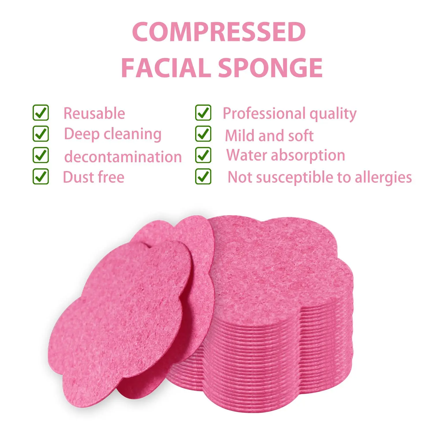 50 عددًا من إسفنجات الوجه المضغوطة، إسفنجة إسفنجية للوجه لتنظيف الوجه، قناع التقشير، إزالة المكياج للسفر والمنزل #4