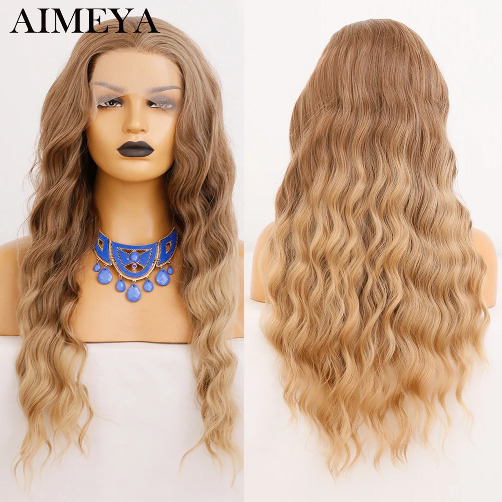 Synthetic Lace Front Wig Ombre Blonde Lace Frontal Wigs Free Part High Temperature Synthetic Wig for Black Women Cosplay Wigs