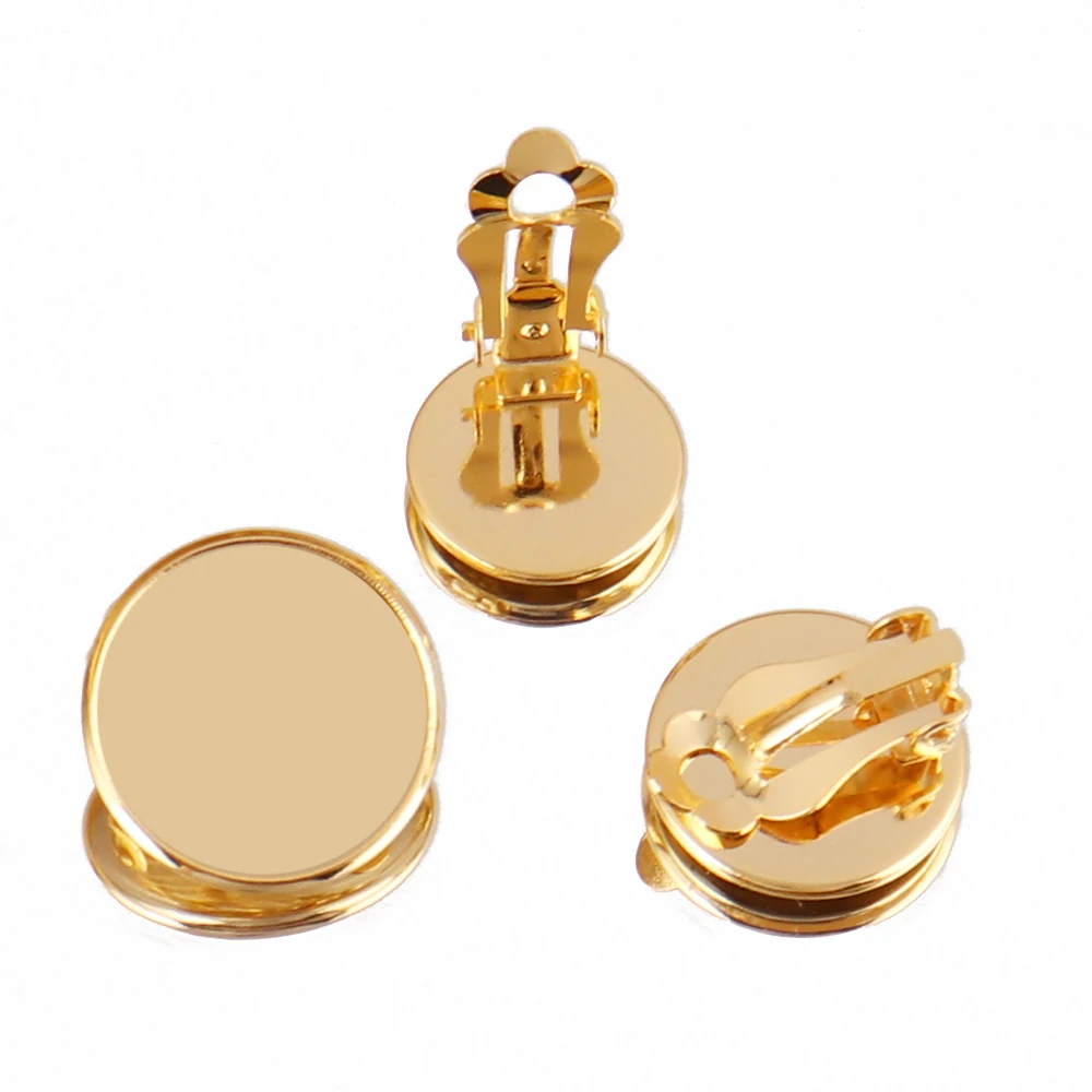 10Pcs Gold Stainless Steel Ear Clip Blank Base Cabochon Cameo Bezel Tray Earrings Setting for DIY Jewelry Making Accessories DIY image 3