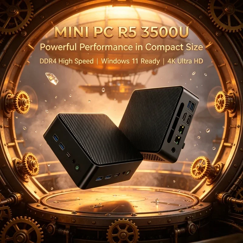 Popular LENO Portable Mini Desktop Ryzen 5 3500U 32GB RAM 2TB M.2 SSD Win11 4K HDMI DP Home Office Small PC