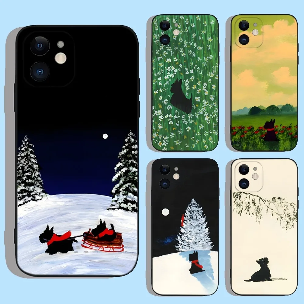 

Cute Cairn Terrier Puppies Dog Phone Case For iPhone 16,15,14,13,12,11,XS,XR,X,8,7,Pro,Max,Plus,mini Silicone Black Cover