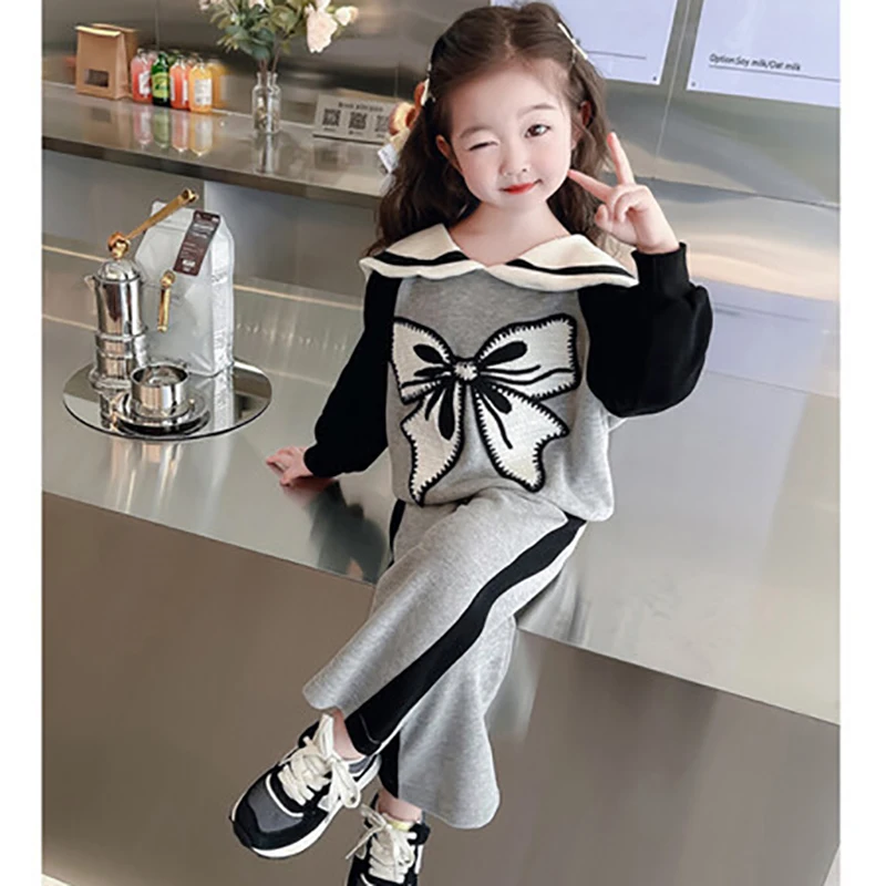 Korean Baby Clothes Suit Spring And Autumn Sweater For Girl+Pants Suit For Girls Lovely Kids Clothes Girl Suit For Girls