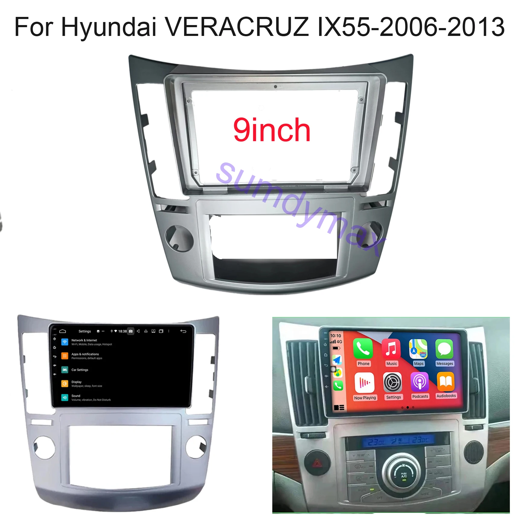 

9 inch 2 Din Car Radio Fascia for Hyundai Veracruz IX55 2007-2013 Stereo Frame Plate Adapter Mounting Dash Installation Bezel