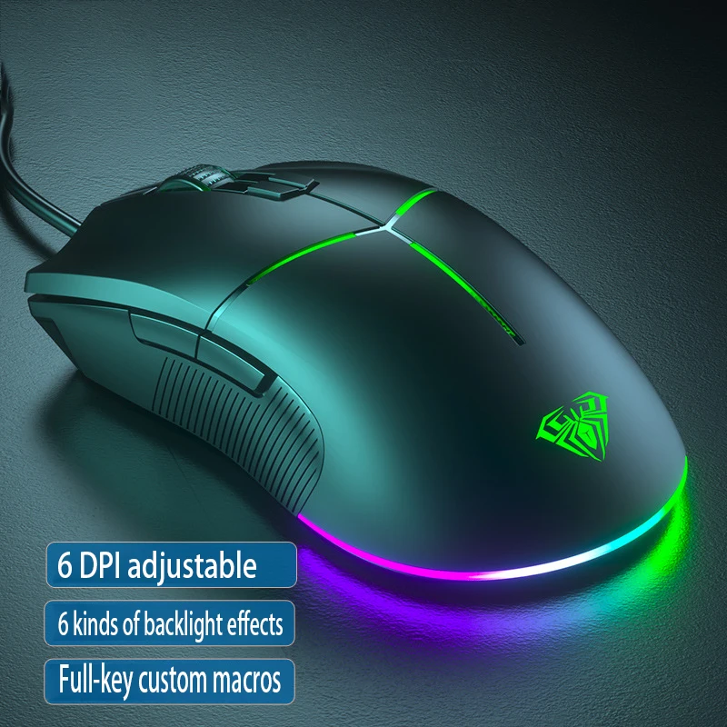 

F820 Wired Mouse Game, Chicken Eating, Esports, Custom Macro Programming, Computer Laptop, Black Dazzling Color