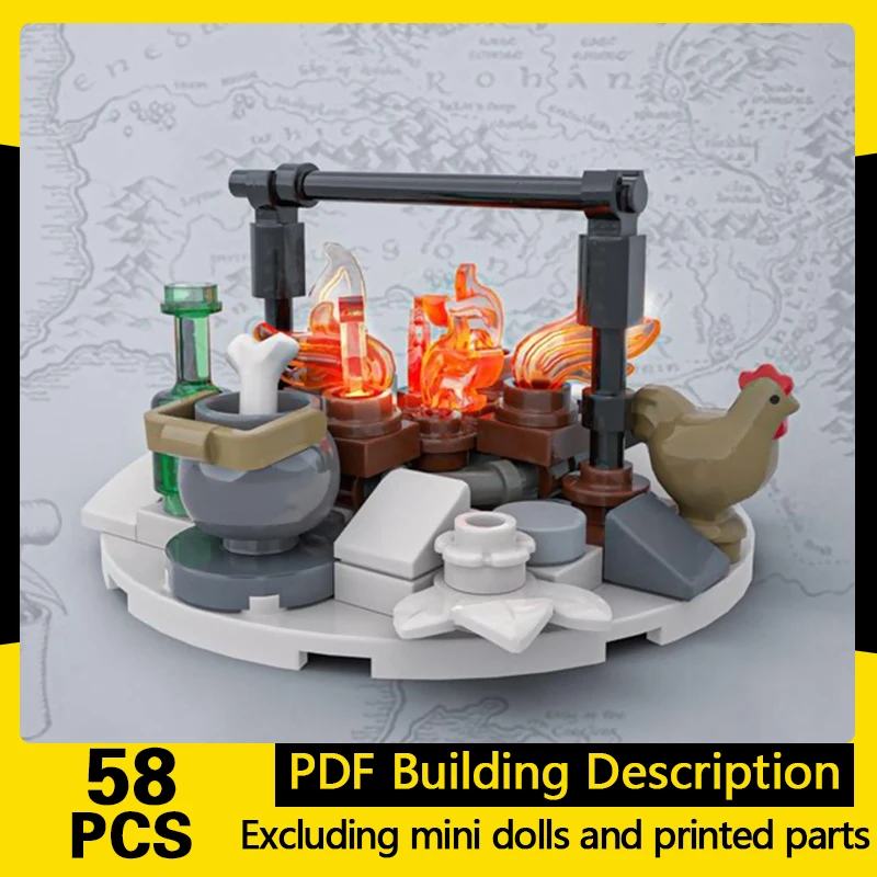 Medieval Castle Model MOC Building Bricks Snowy Forest Campfire Modular Technology Gifts Holiday Assemble Children Toys Suit