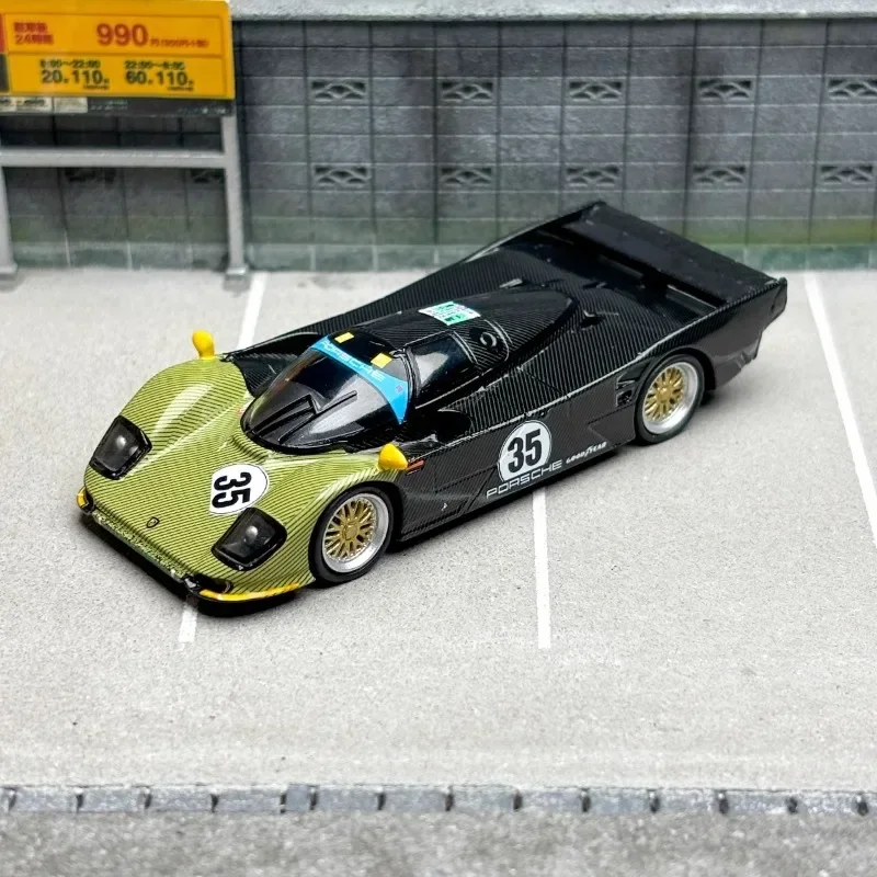 TINY 1:64 Porsche 962 Le Mans Race Car 35# Alloy model, children's collection of decorative toys, for children's holiday gifts.