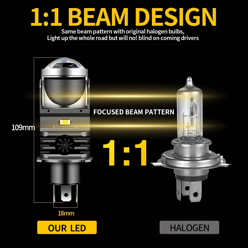 1PCS FOR HaoJue NK150 25W 6000K White Motorcycle Accessories H4 LED Lens Headlight CANbus High Low Beam HS1 MOTO Lamp