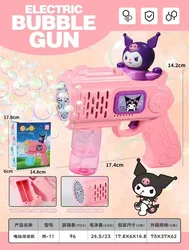 Sanrio Hello Kitty Electric Bubble Gun Toy for Children Kuromi Bubbles Machine Automatic Soap Blower with Light Outdoor Games