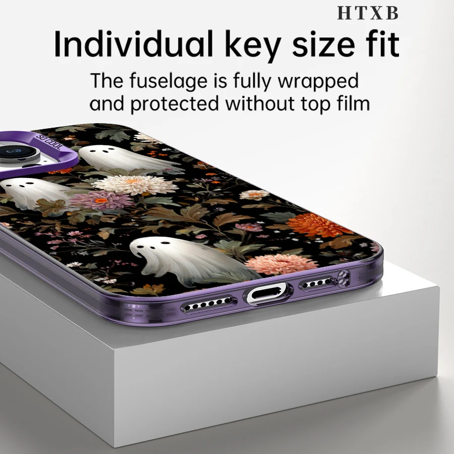 Capa de telefone fantasma crisântemos para iPhone 17 a 11 Pro Max Plus