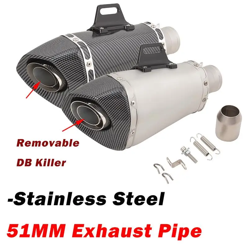 

38-51MM Exhaust Muffler Tips Modified Tail Pipe 300MM Universal Motorcycle Dirt Street Bike ATV Stainless Steel