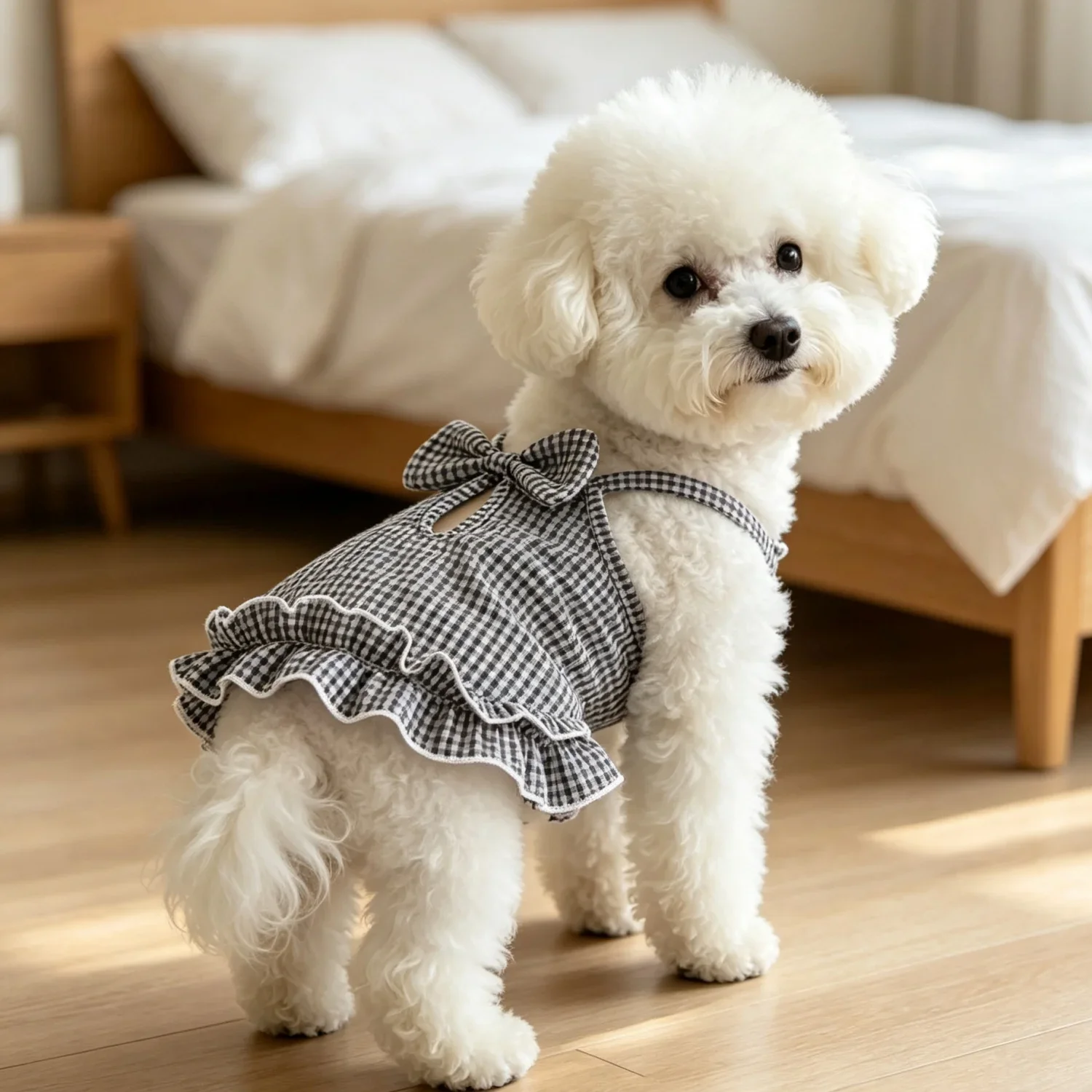 1 Stück Sommer-Haustierkleidung für kleine Hunde, niedliches gerüschtes gestreiftes Hundetanktop, atmungsaktive Welpenweste, süße Rüschen-Hundebekleidung – Detail 8