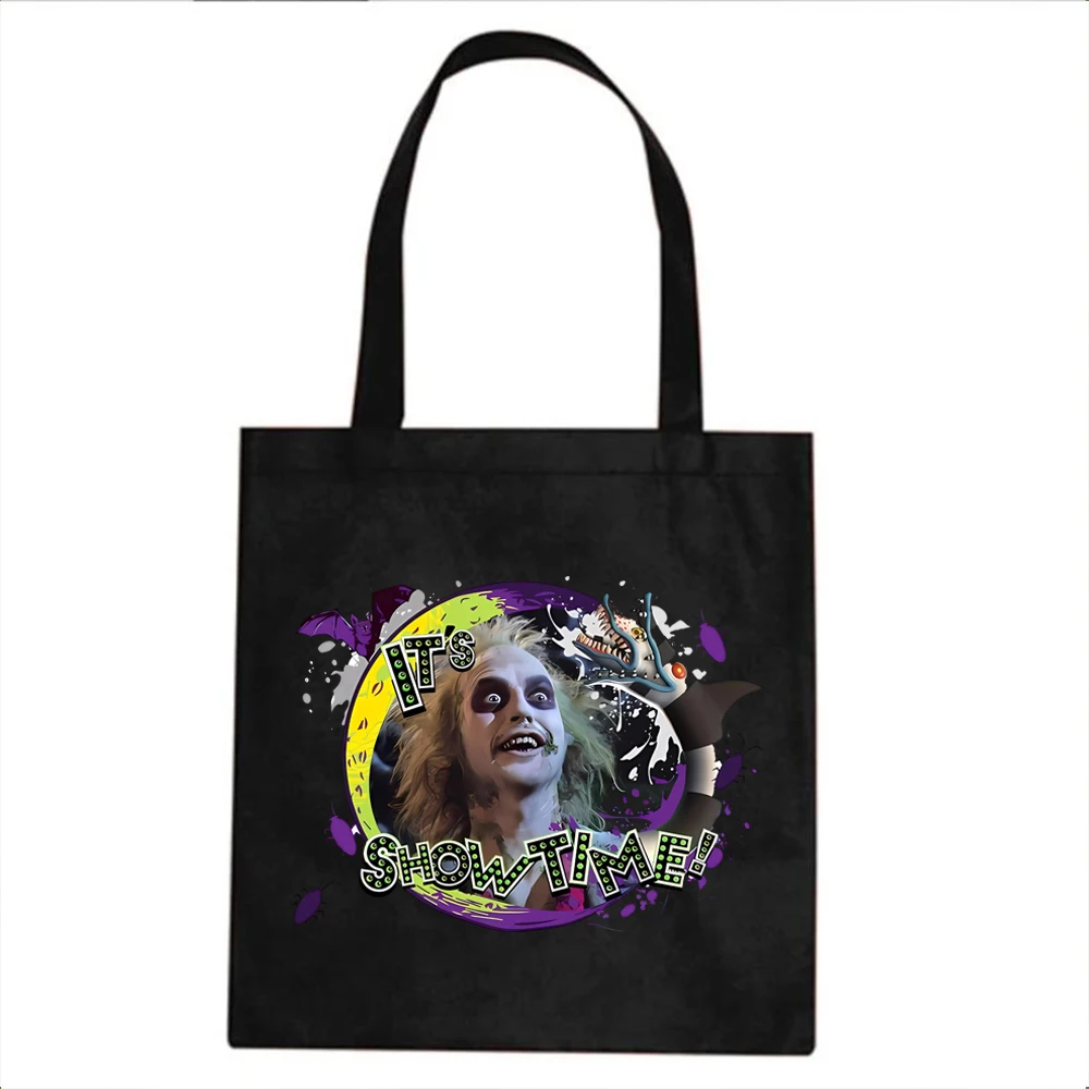 It's Showtime Horror Movie Tote Bag Michael Keaton Movie Canvas Bags Tim Burton Inspired Halloween Film Women Handbag Tote Bags