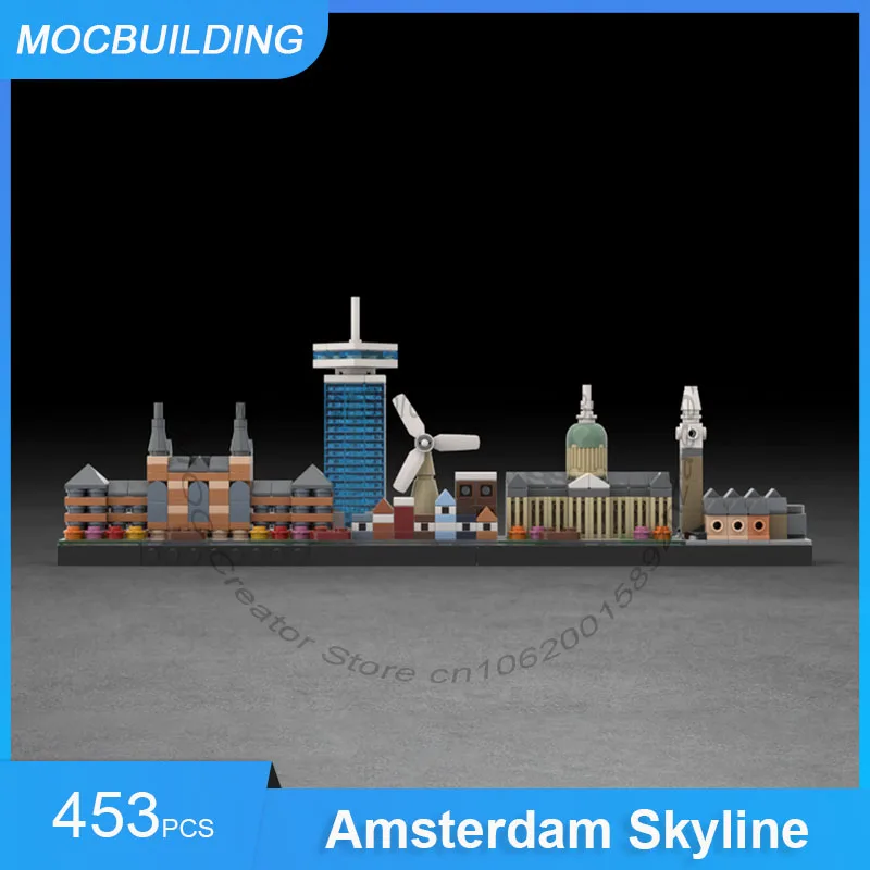 MOC Building Blocks Amsterdam Skyline Architecture Display Collection Model DIY Assemble Bricks Creative Xmas Toys Gifts 453PCS