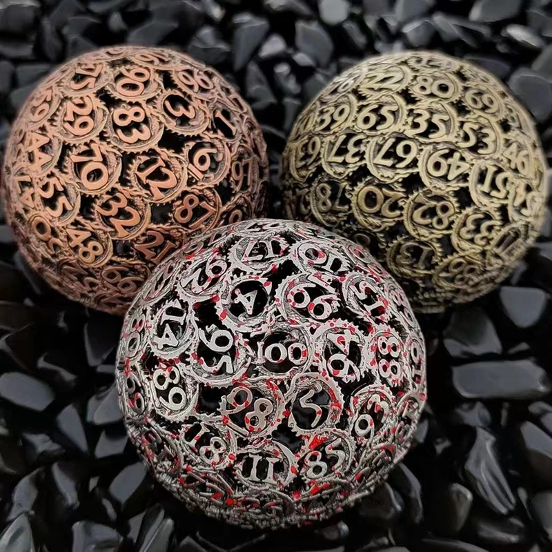 50mm Pure Copper Flying Dragon Hollow 100 sides Dice DND Metal D100 Round Dice For RPG Outdoor Sports Entertainment Props