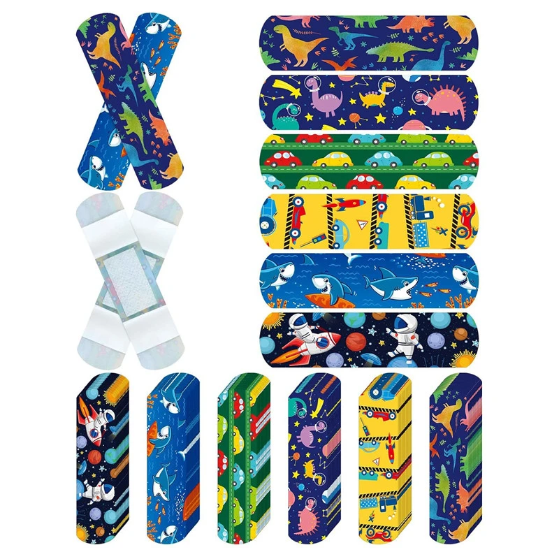 

60pcs/set Cartoon Band Aid for Boys Rocket Dinosaur Pattern Plaster First Aid Strips Wound Dressing Patch Adhesive Bandages