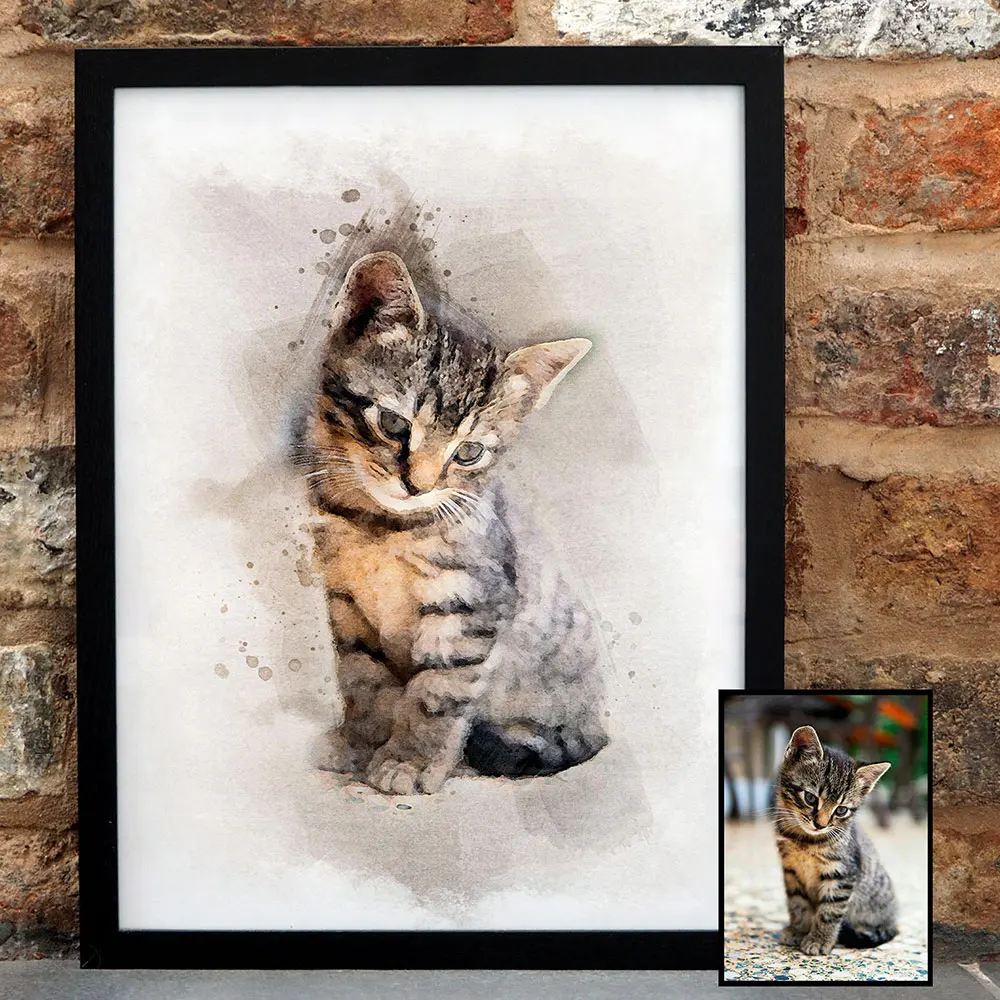 

Watercolor Custom Pet Portrait Personalized Poster Hand Drawn Canvas Painting Dog Art Print Wall Pictures Living Room Decor