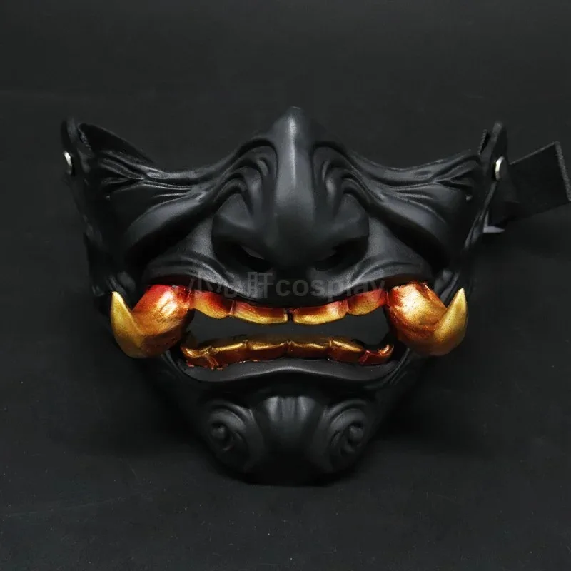 Cy Demon Fangya Prajna Cosplay Mask, Halloween Devil Oni Samurai Ghost Horror Mask, Hard Resin Face Masks, Unisex Adult Party Pr