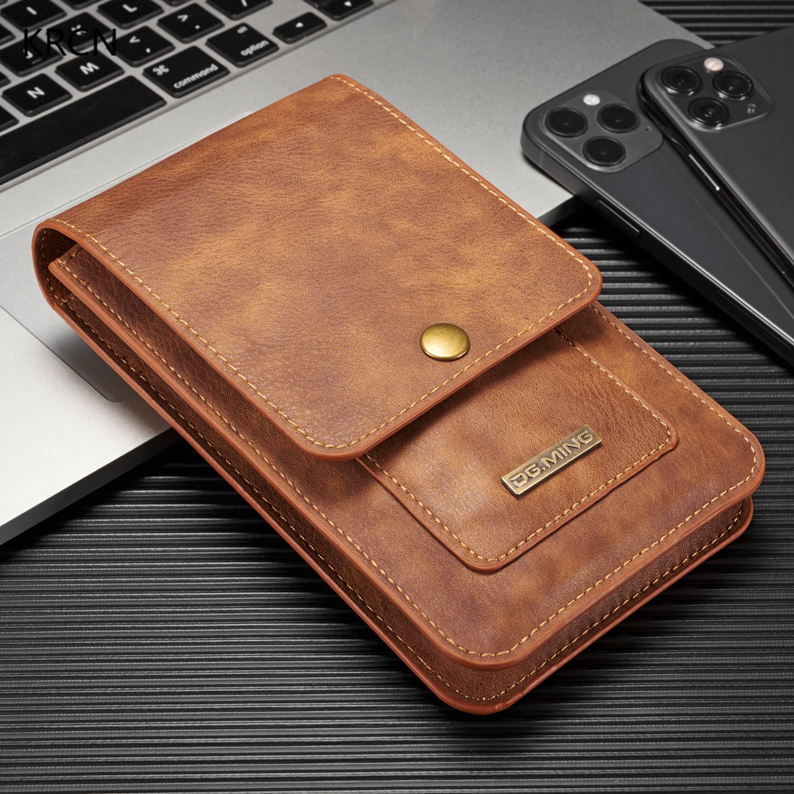 

Universal Cow Leather Wallet Mobile Phone Belt Clip Case Men Waist Bag For iPhone 15 Pro Max Magnetic Pouch Pocket Purse Cover