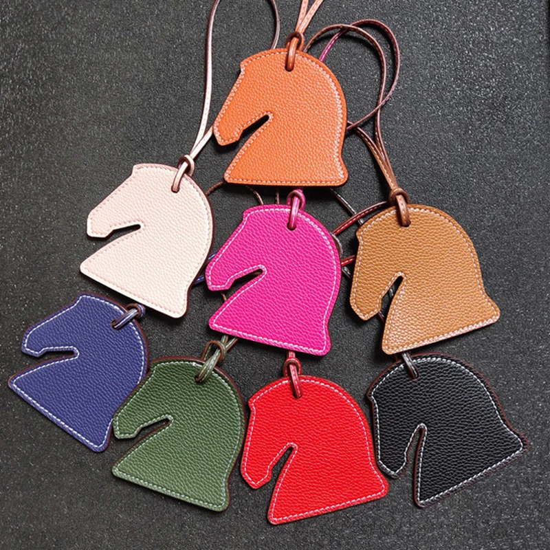 New Trendy Leather Cute Creative Personalized Horse Head Keychain Ladies Backpack Pendant Bag Charm Accessories