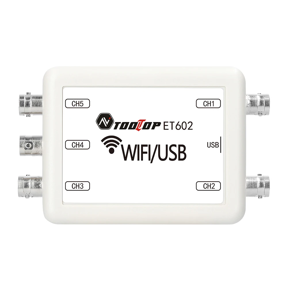 

Портативный Виртуальный осциллограф ET601/ET602, 5 каналов, Wi-Fi/USB, полоса пропускания 50 кГц, частота дискретизации 150 кГц для обслуживания автомобиля, «сделай сам»