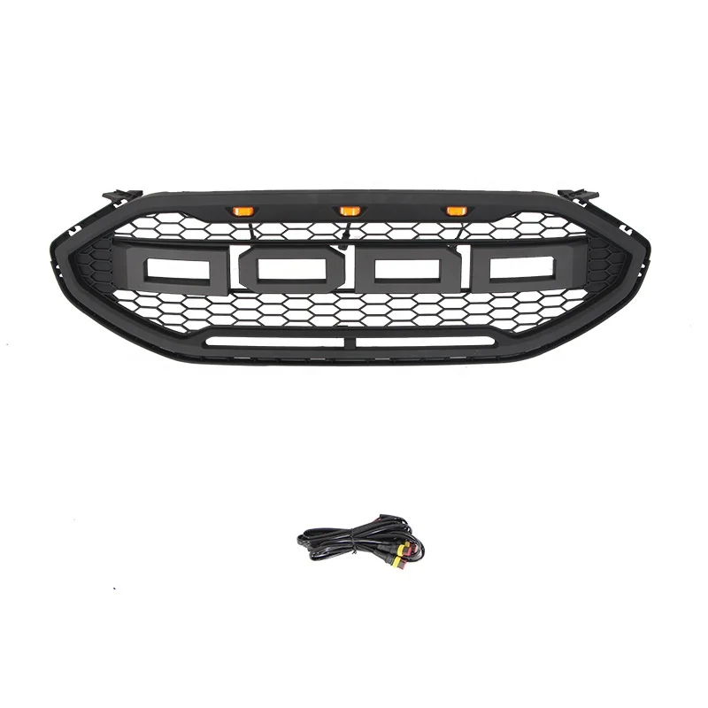

3pcs Led Lights Custom Made Car Front Parrilla Matte Black Grille Fit For Ford Edge 2019