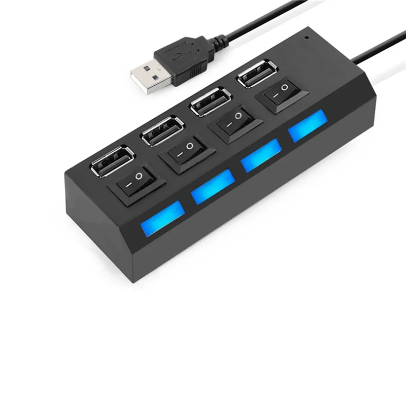 REPLA-2X USB4 Port 2 Splitter With Switch HUB 4-Hole Independent Switch HUB USB2.0 Hub Multifunction