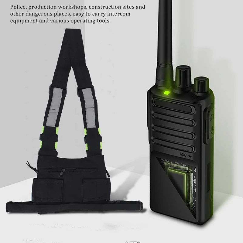 Arnês do peito para Radio Walkie Talkie, Frente Pack, Bolsa de rádio, coldre colete, Rig Carry Case, 2 Way Radio, Baofeng #8