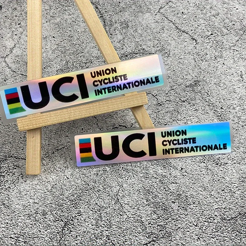 2D Flat Holographic UCI Cycling Waterproof UV Resistant Stickers Bike Seat Tube Down Tube Frame Decor