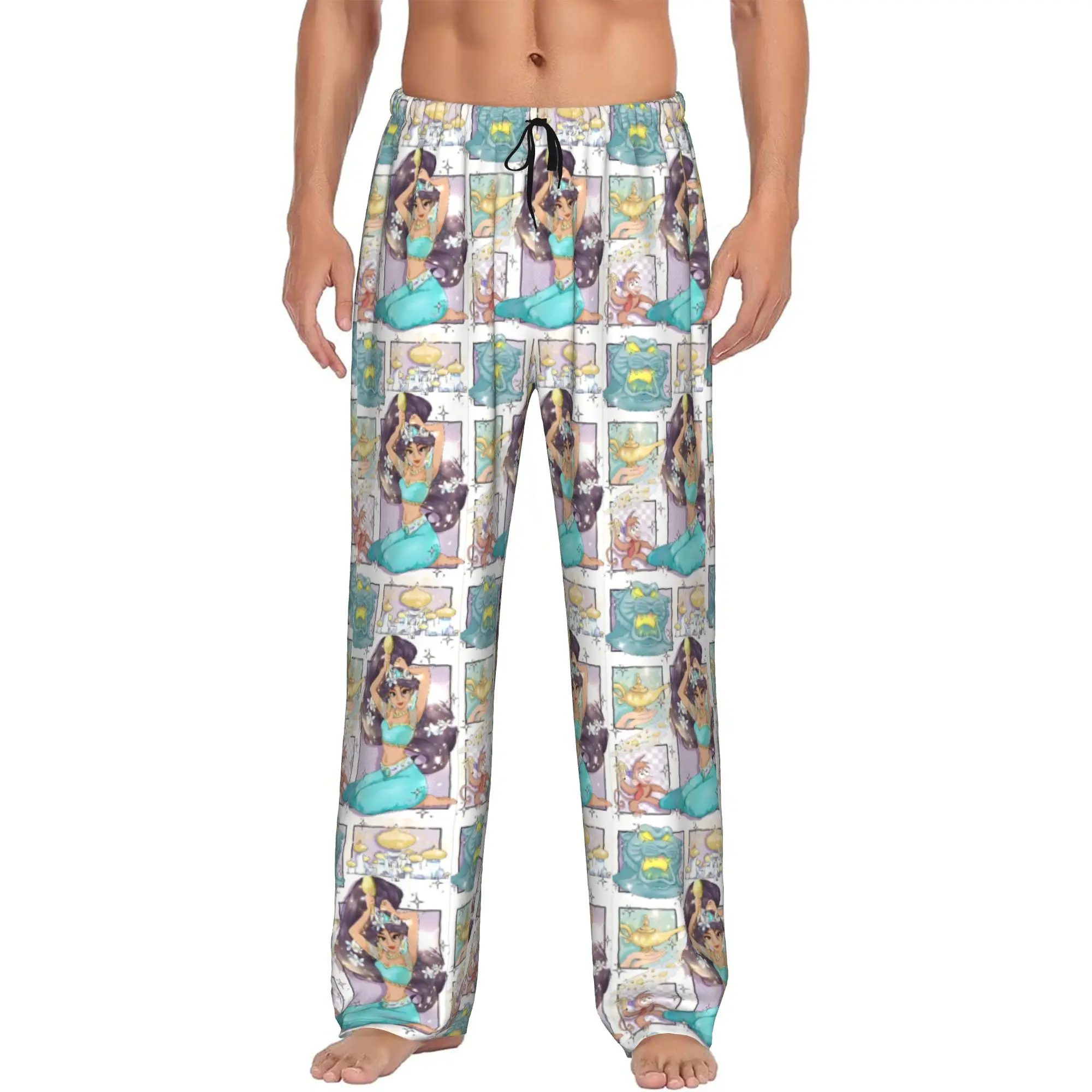 

Custom Print Men Cute Cartoon A-Aladdin Pajama Pants Sleepwear Sleep Lounge Bottoms with Pockets