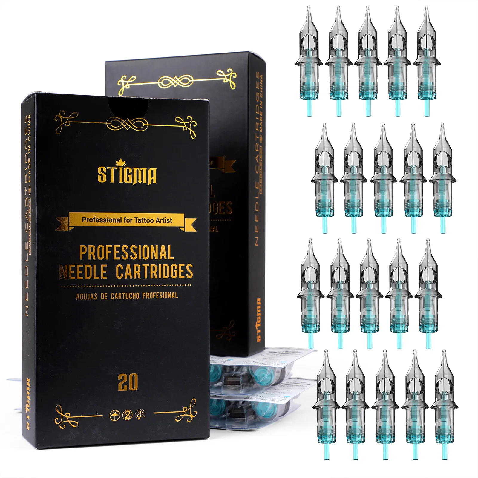 STIGMA 20/50PCS Professional Tattoo Cartridge Needles 0.3/0.35mm Round Liner 3RL 5RL 7RL Sterilized Safety For Tattoo Machine