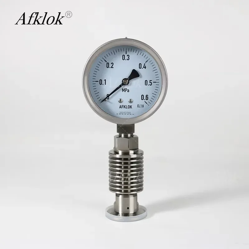 2026 Hot！ High Accuracy Instruments Stainless Steel 50.5mm Clamp Shockproof 304 Manometer for Sanitary Industry Diaphragm