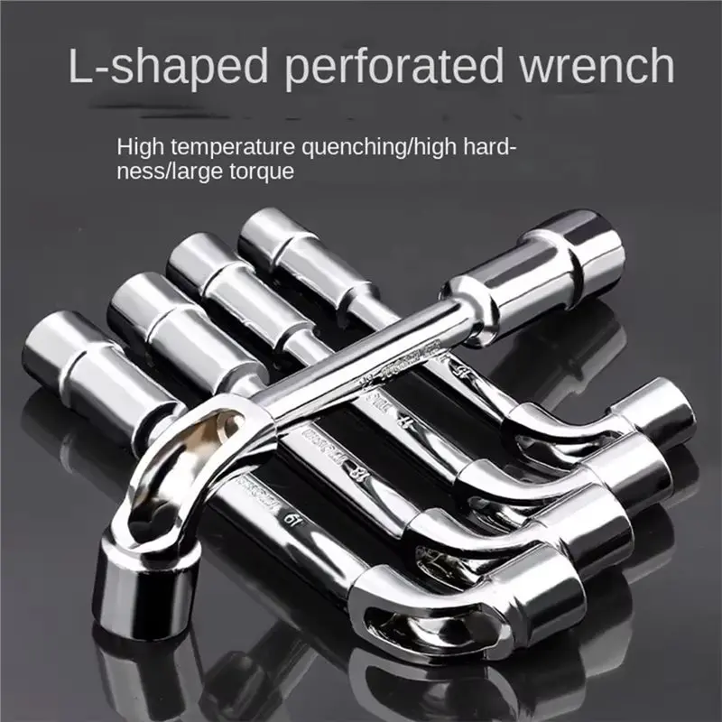 WCS-Car Ratchet Wrench L Type Angled Socket Wrench Spanner With Thru Through Hole Car Repair Pipe Socket Key Wrench Tool Set B